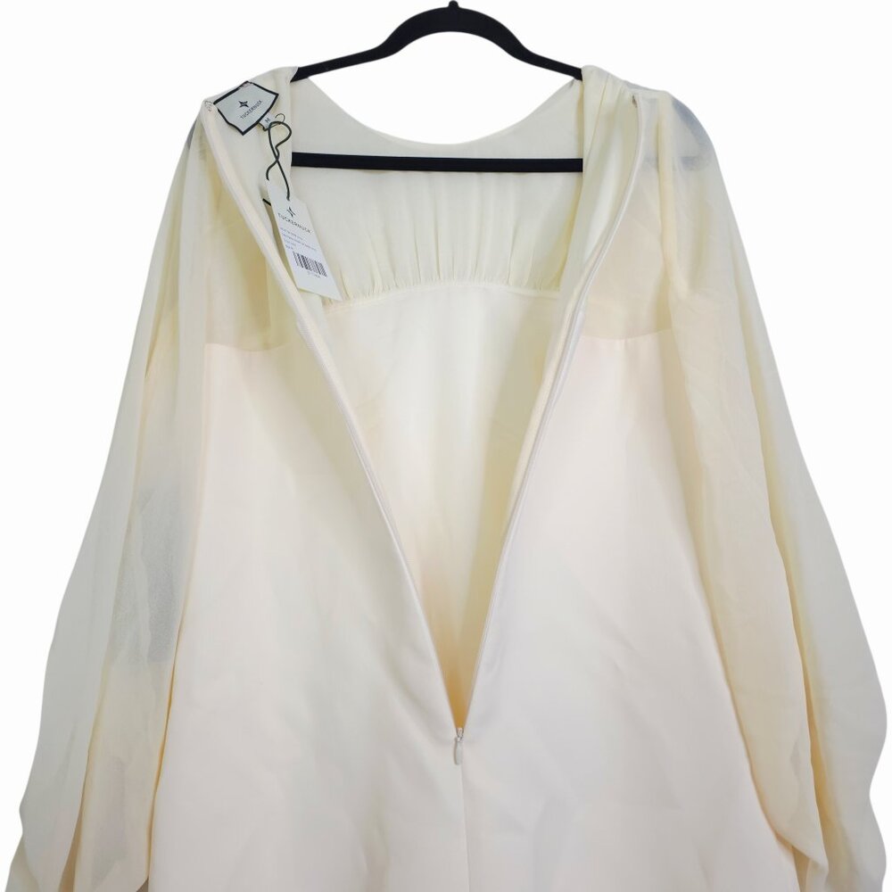 Tuckernuck Lorraine Dress Ivory Chiffon Pleated Drop Waist Bridal NWT Size M - Picture 8 of 10